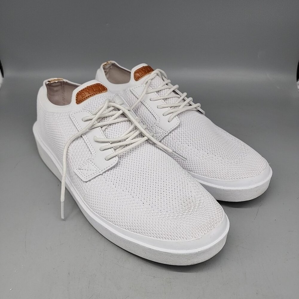 BYLT Basics White Knit Men’s Sneakers with Tan Accents